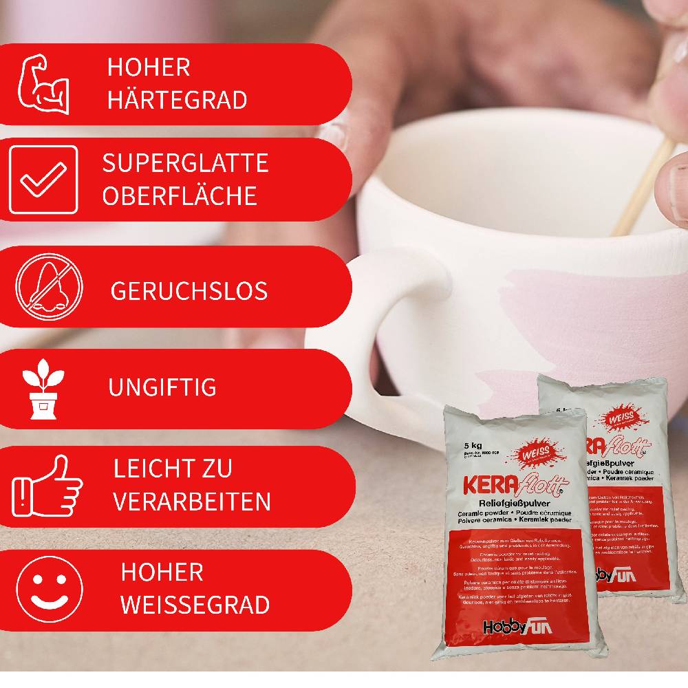KB Socken KERAflott Reliefgießpulver weiß 2 x 5 kg Sack mit Gipsbecher Top Angebot