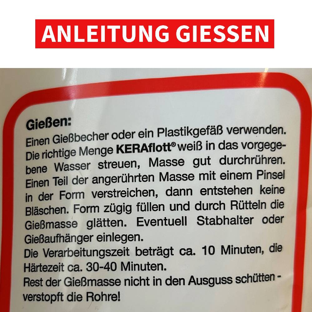 KB Socken KERAflott Reliefgießpulver weiß 1 kg Zeitlich begrenztes Angebot