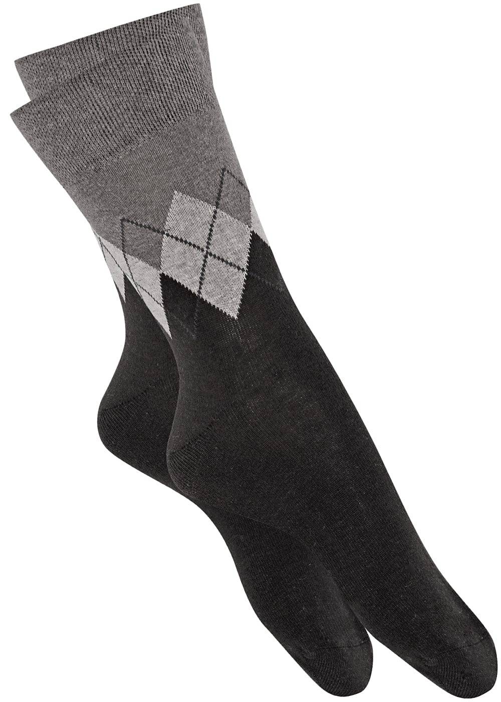 KB Socken Herrensocken mit Rombenmotiv Grau - 3 Paar Black Friday Preise