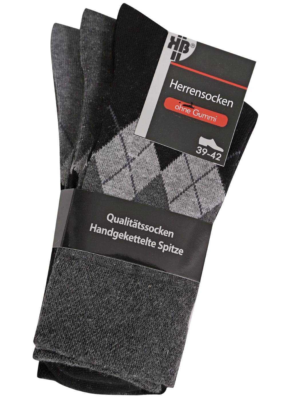 KB Socken Herrensocken mit Rombenmotiv Grau - 3 Paar Black Friday Preise