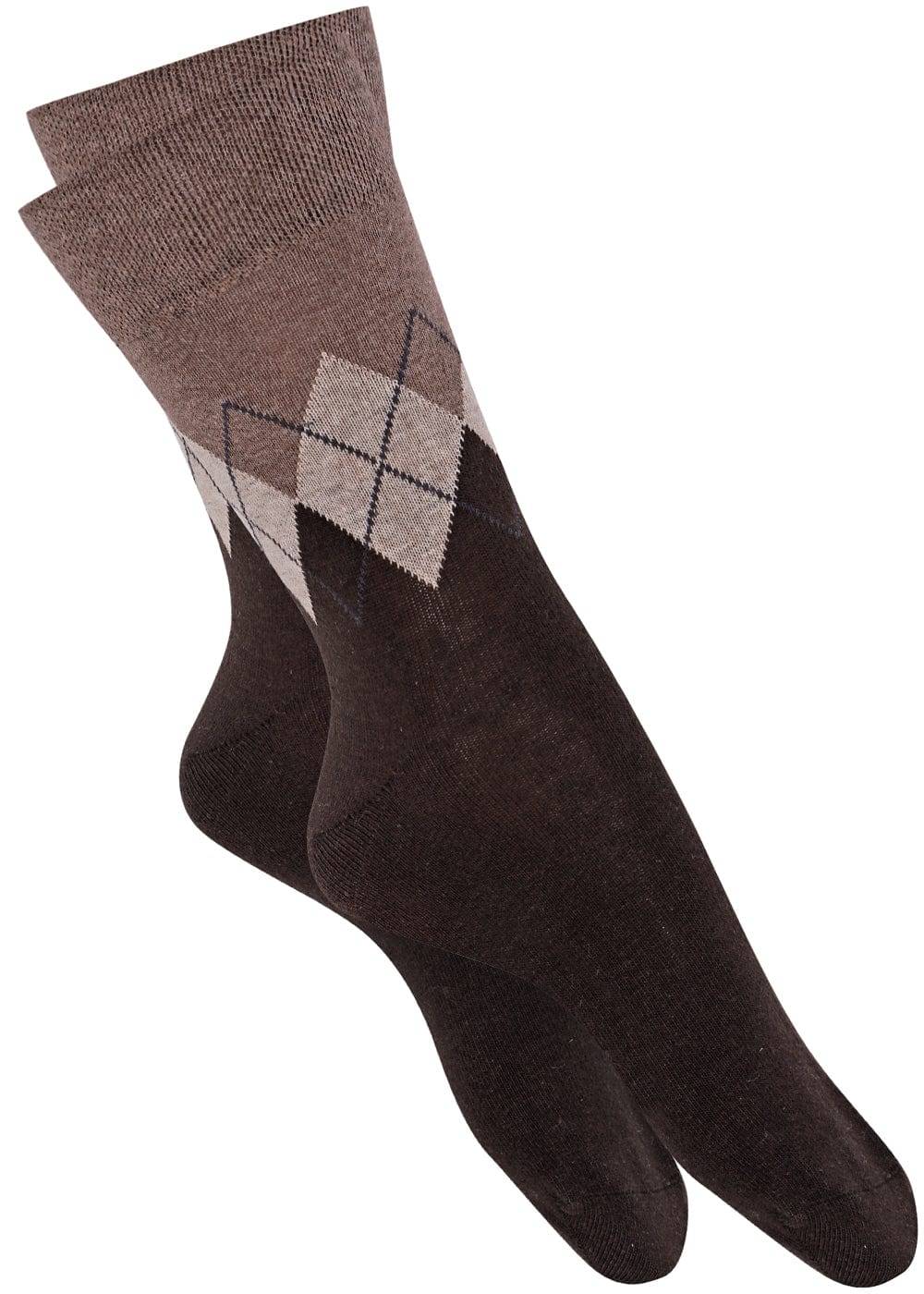 KB Socken Herrensocken mit Rombenmotiv Braun - 3 Paar Im Verkauf
