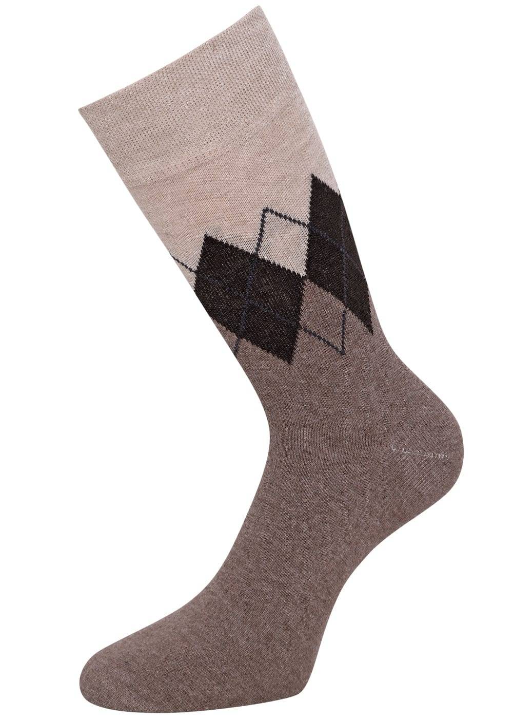 KB Socken Herrensocken mit Rombenmotiv Braun - 3 Paar Im Verkauf
