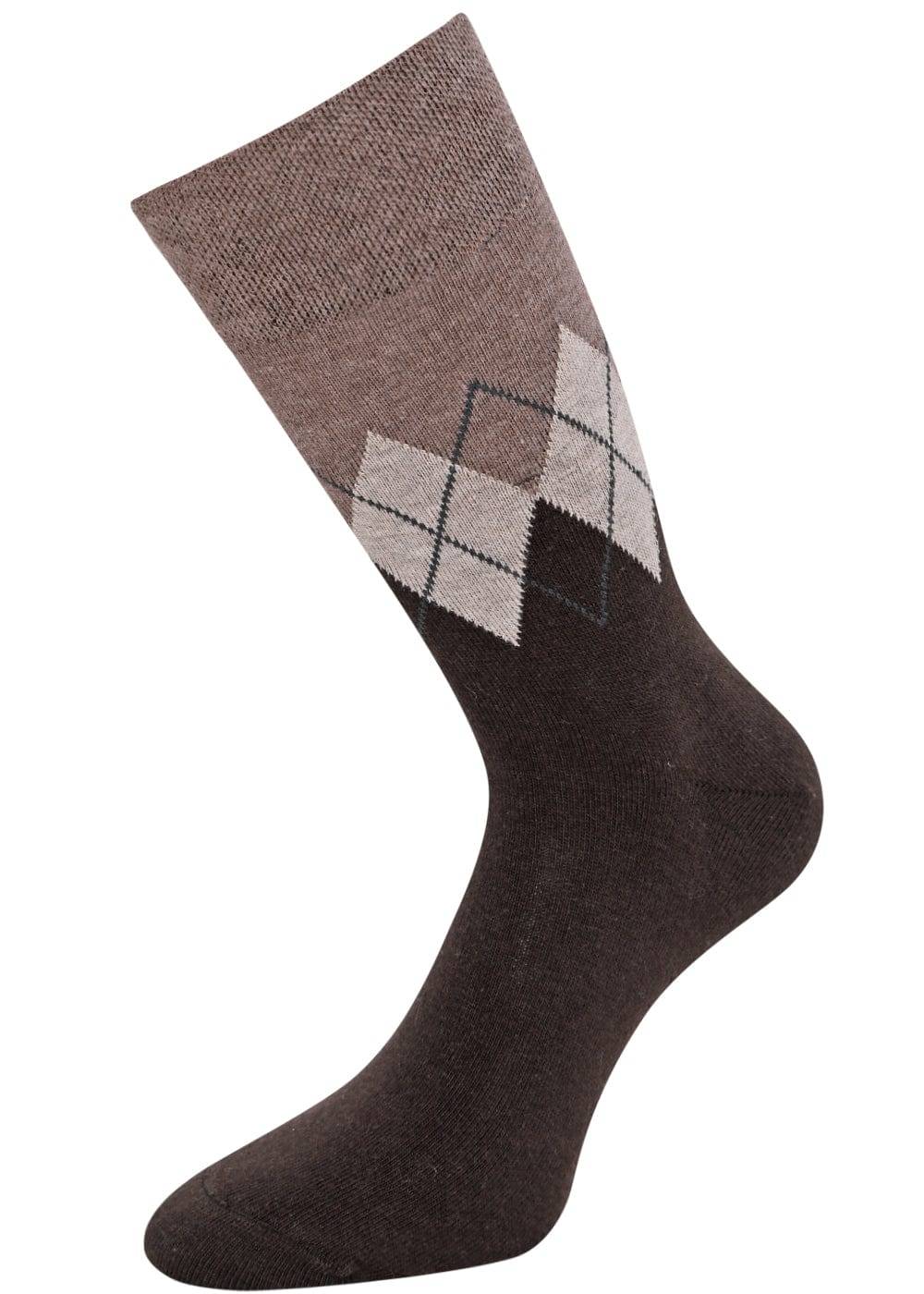 KB Socken Herrensocken mit Rombenmotiv Braun - 3 Paar Im Verkauf