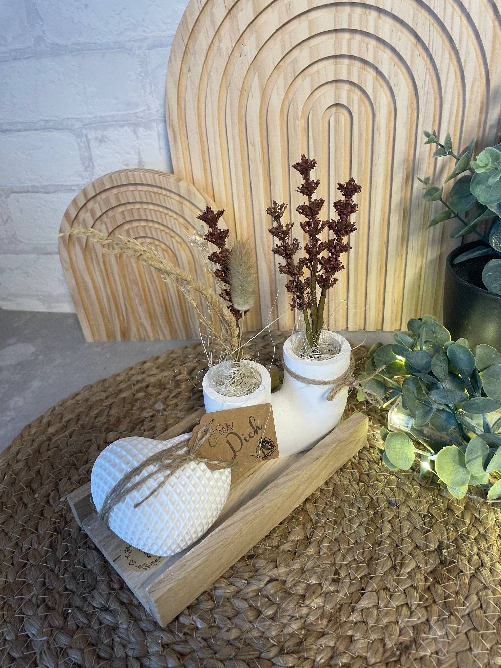 KB Socken Deko Herz mit Vase Handmade Kostenloser Versand