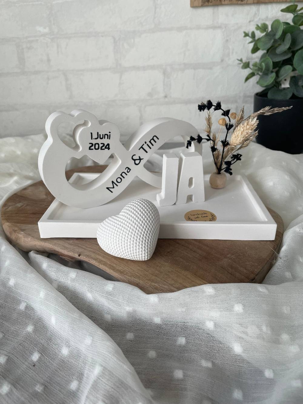 KB Socken Unendlichkeitszeichen, Endlosschleife personalisiert Hochzeit, Jahrestag, , Verlobung,Pärchen, Goldene Hochzeit, Keraflott Tablett Set,Boho Fabrikpreis