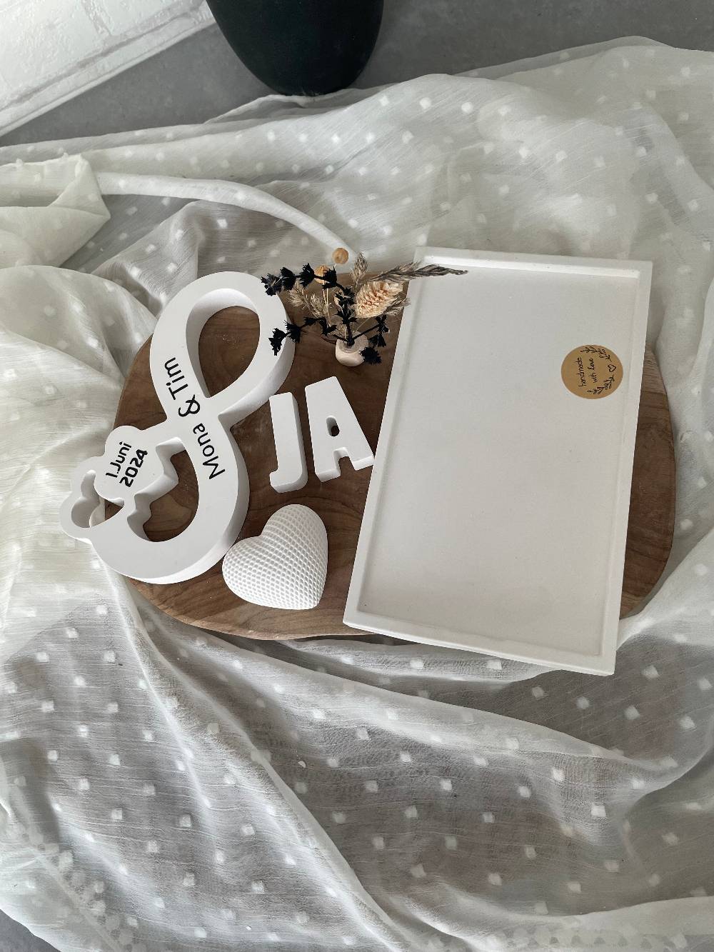 KB Socken Unendlichkeitszeichen, Endlosschleife personalisiert Hochzeit, Jahrestag, , Verlobung,Pärchen, Goldene Hochzeit, Keraflott Tablett Set,Boho Fabrikpreis