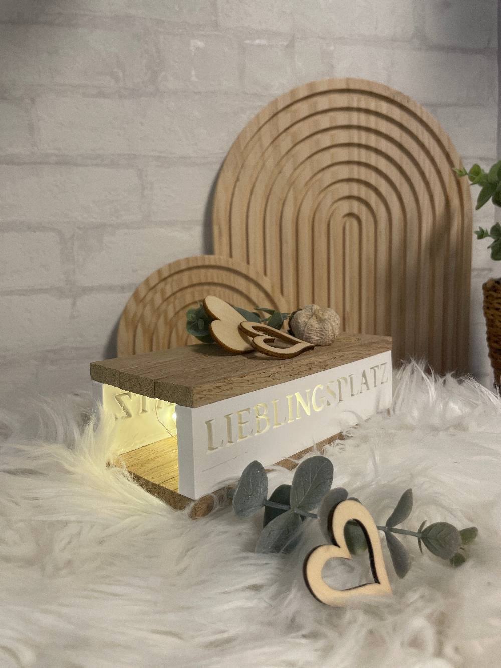 KB Socken Lichtbox aus Holzklötzchen, Lieblingsplatz, Keraflott Deko Lichtleiste, Geschenk, Boho Deko, Keraflott Geschenkidee, Lightbox, Home Deko Großer Ausverkauf