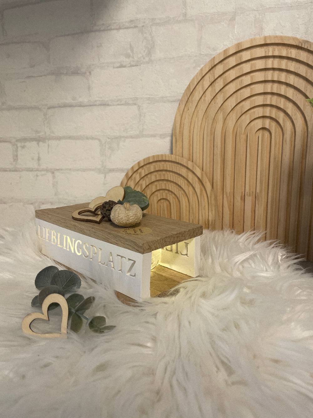 KB Socken Lichtbox aus Holzklötzchen, Lieblingsplatz, Keraflott Deko Lichtleiste, Geschenk, Boho Deko, Keraflott Geschenkidee, Lightbox, Home Deko Großer Ausverkauf