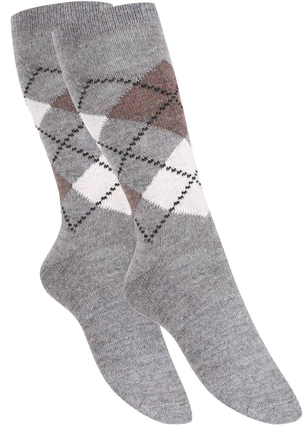 KB Socken Wollsocken mit Rautenmuster Grau / Anthrazit - 2 Paar Verkauf