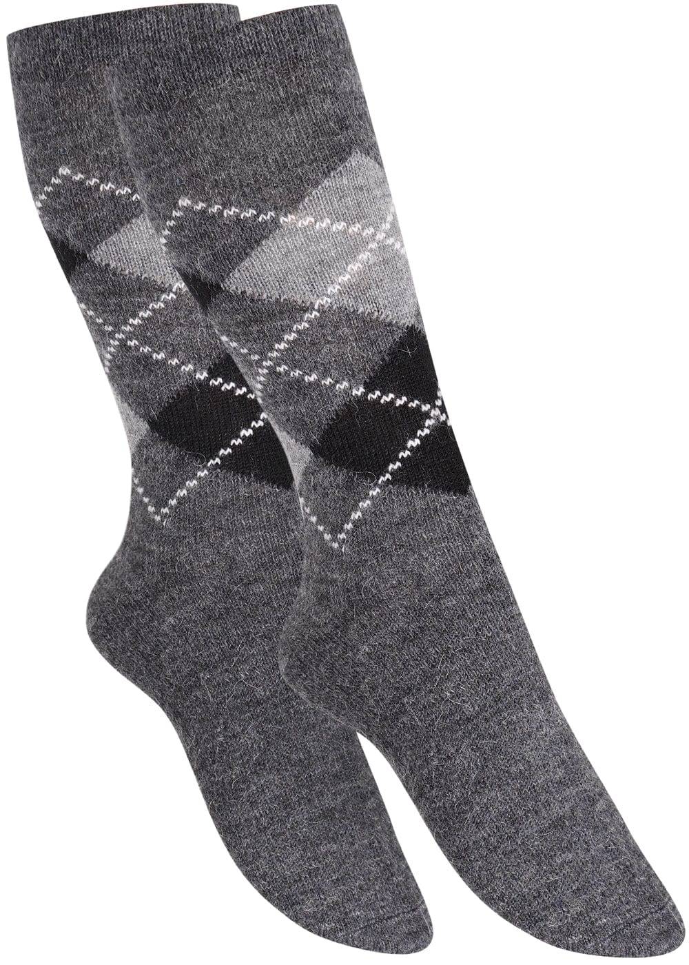 KB Socken Wollsocken mit Rautenmuster Grau / Anthrazit - 2 Paar Verkauf