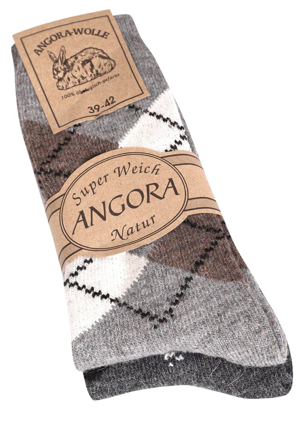 KB Socken Wollsocken mit Rautenmuster Grau / Anthrazit - 2 Paar Verkauf