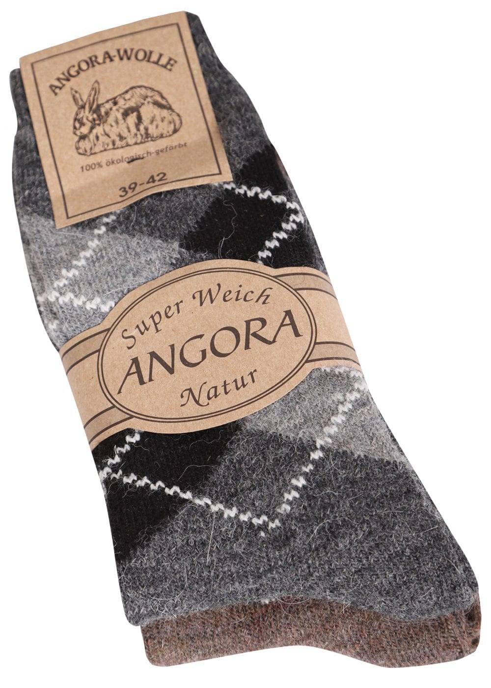 KB Socken Wollsocken mit Rautenmuster Braun / Anthrazit - 2 Paar Angebote