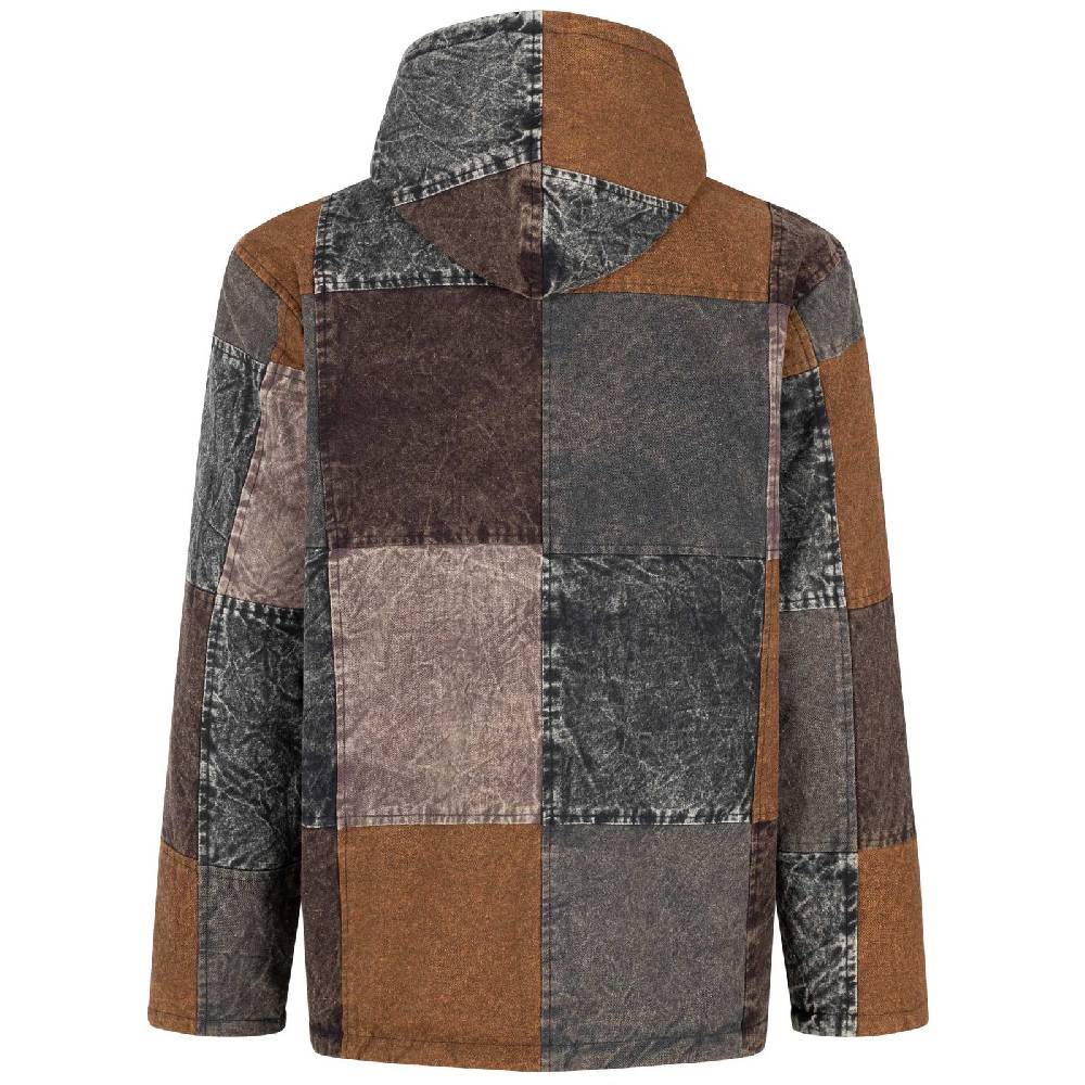 Kunst Und Magie Patchwork Jacke Baja Hoodie Herren alternativ Kapuzenjacke Goa Fleecefutter Nachhaltig Fair Große Rabatte