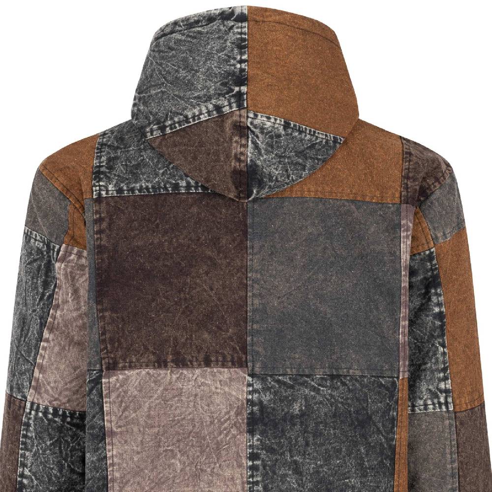 Kunst Und Magie Patchwork Jacke Baja Hoodie Herren alternativ Kapuzenjacke Goa Fleecefutter Nachhaltig Fair Große Rabatte