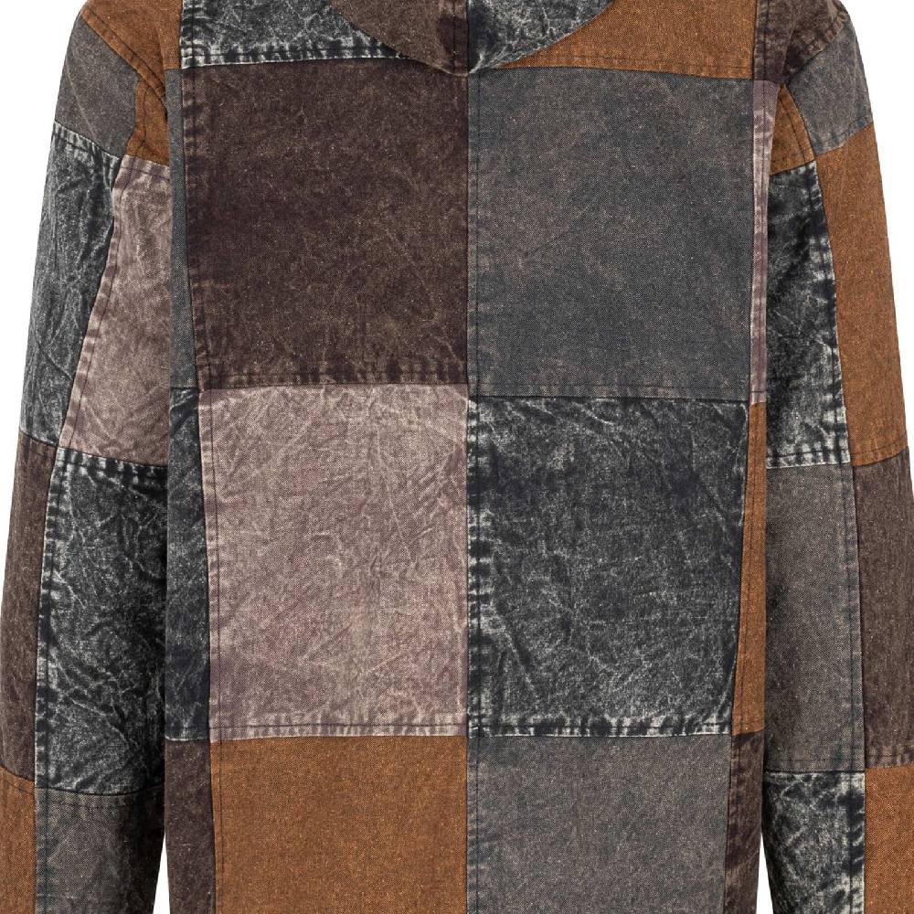 Kunst Und Magie Patchwork Jacke Baja Hoodie Herren alternativ Kapuzenjacke Goa Fleecefutter Nachhaltig Fair Große Rabatte