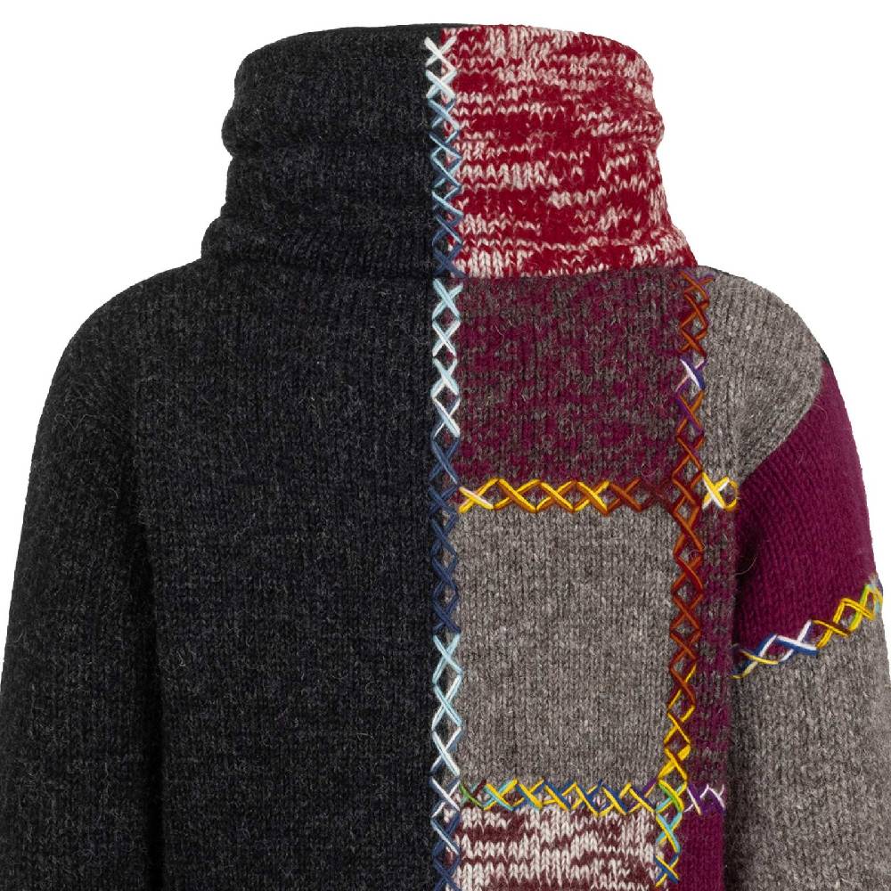 Kunst Und Magie Strickjacke Schurwolle Klassich Nordisch Wolle Jacke Thermo-Hoch Kragen Futter Unisex Räumungsverkauf