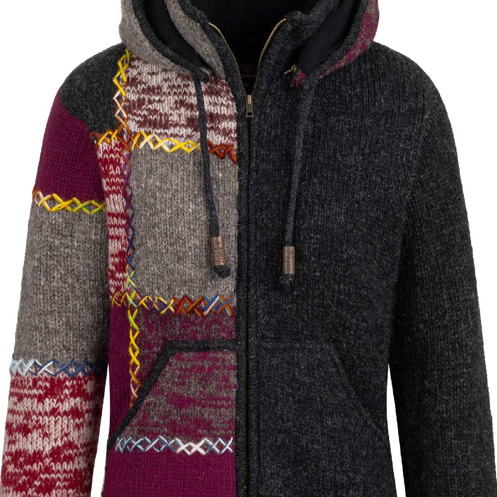 Kunst Und Magie Strickjacke Schurwolle Klassich Nordisch Wolle Jacke Winterjacke mit Hochkragen Kapuze Ying Yang Tägliche Deals