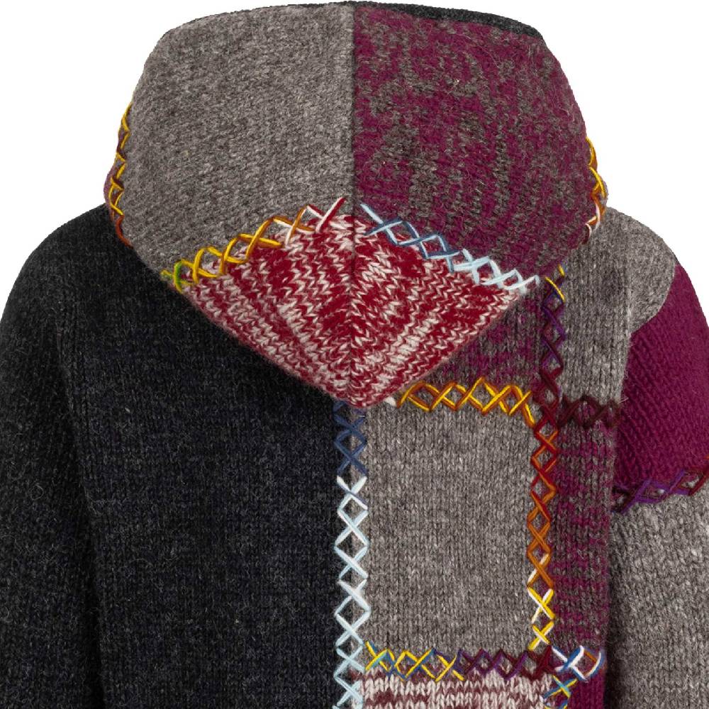 Kunst Und Magie Strickjacke Schurwolle Klassich Nordisch Wolle Jacke Winterjacke mit Hochkragen Kapuze Ying Yang Tägliche Deals