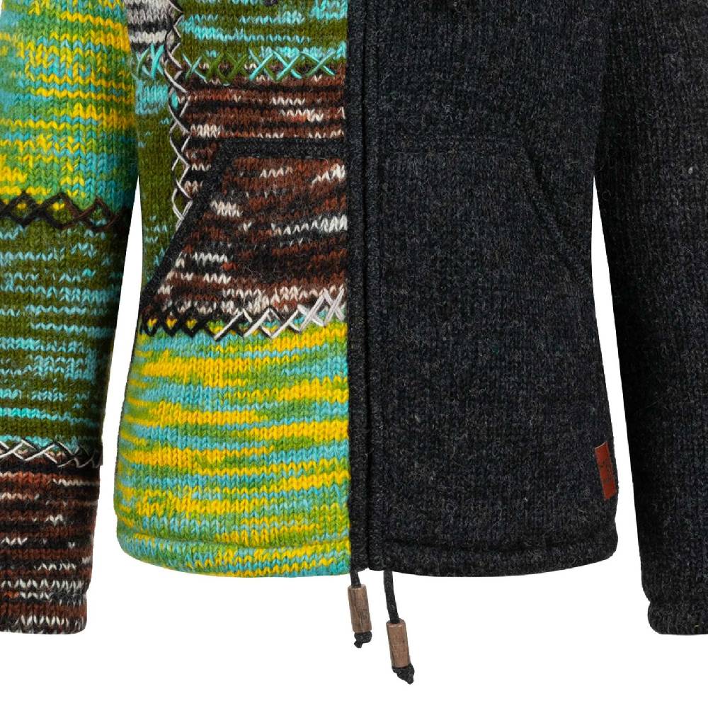 Kunst Und Magie Strickjacke Schurwolle Klassich Nordisch Wolle Jacke Winterjacke mit Hochkragen Kapuze Ying Yang Riesige Ersparnisse
