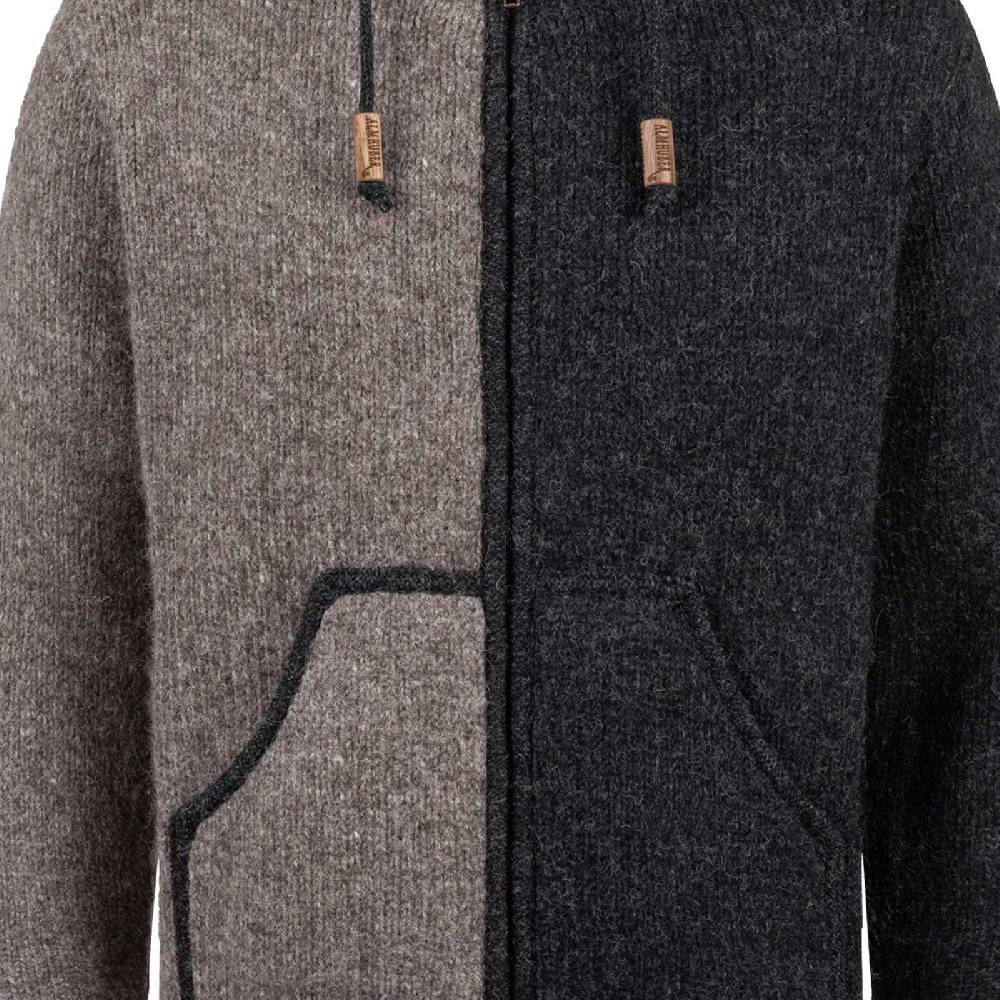 Kunst Und Magie ALMHUBER Strickjacke Schurwolle Klassich Nordisch Wolle Jacke mit Hochkragen Schurwolle Ying Yang Tiefpreis