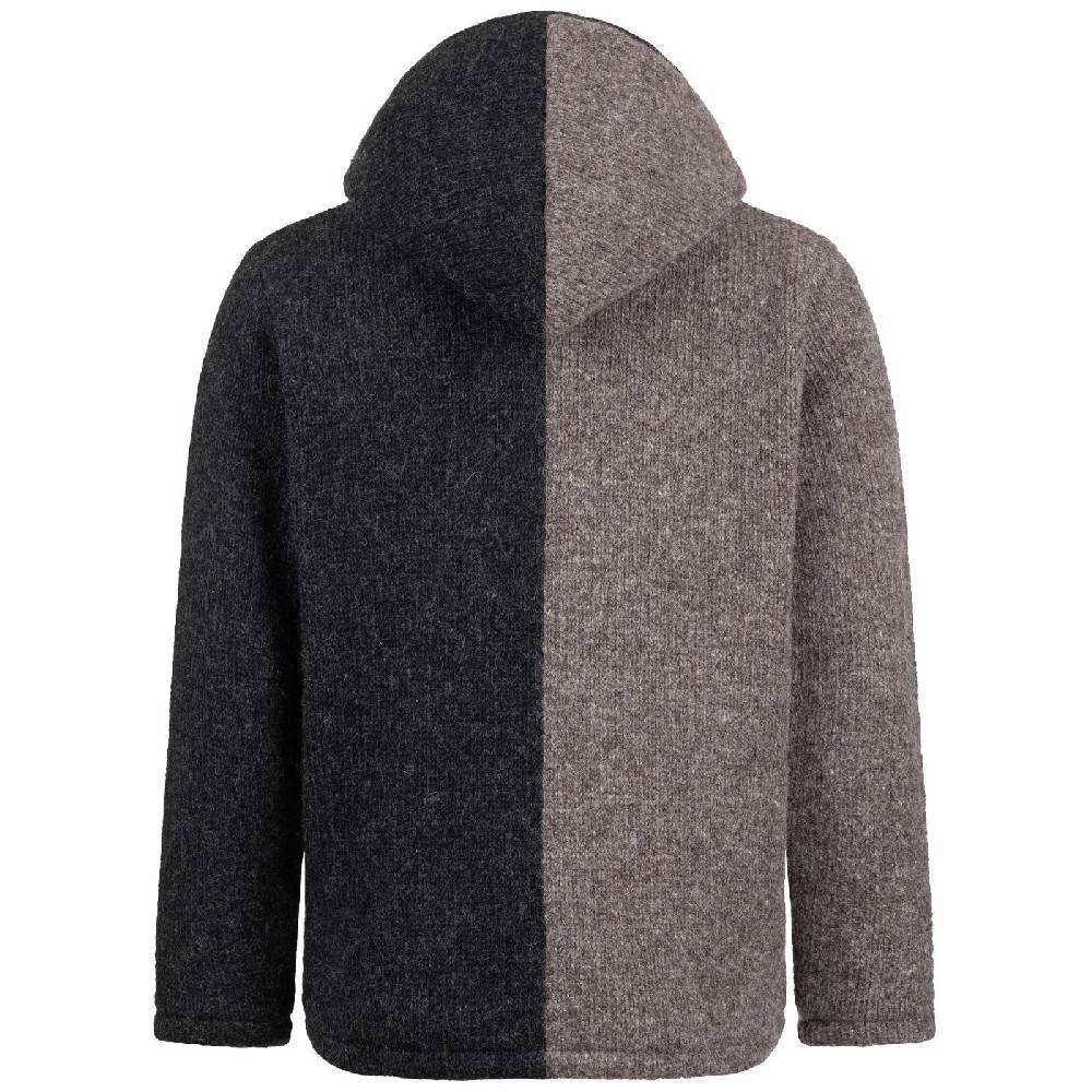 Kunst Und Magie ALMHUBER Herren Strickjacke Schurwolle Klassich Nordisch Wolle Jacke mit Kapuze Schurwolle Ying Yang Super Sparpreis