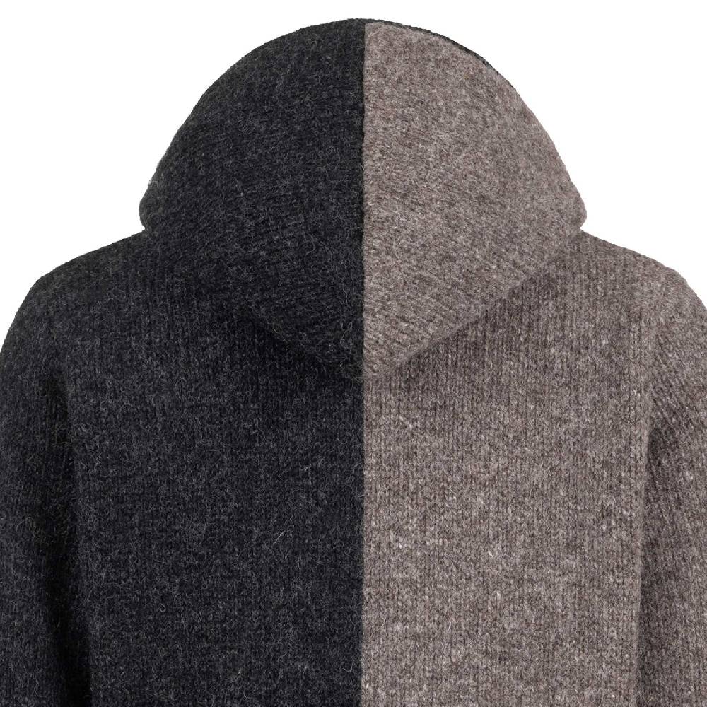 Kunst Und Magie ALMHUBER Herren Strickjacke Schurwolle Klassich Nordisch Wolle Jacke mit Kapuze Schurwolle Ying Yang Super Sparpreis