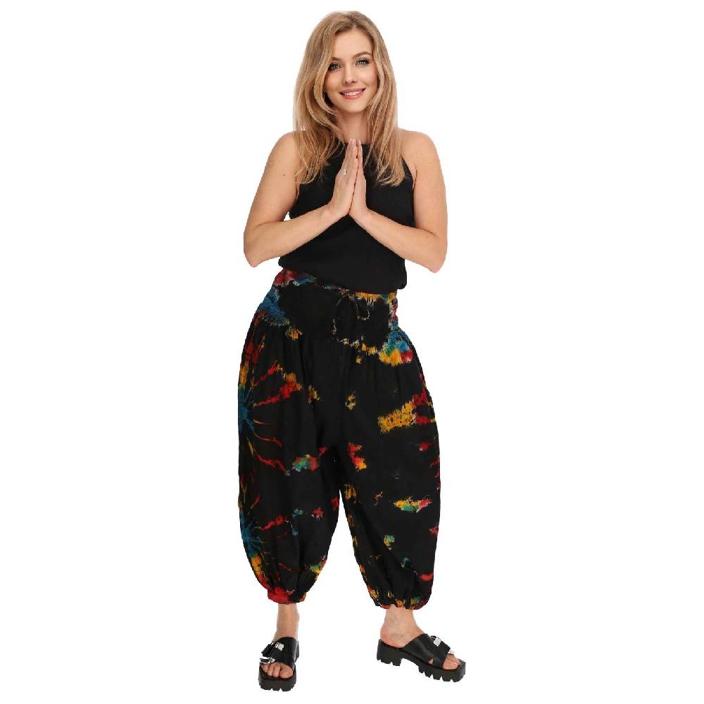 Kunst Und Magie Kunst und Magie Batik Damen Hose Tie Dye Baumwoll Yoga Haremshose Wellnesshose Pluderhose Ballonhose Nur für heute