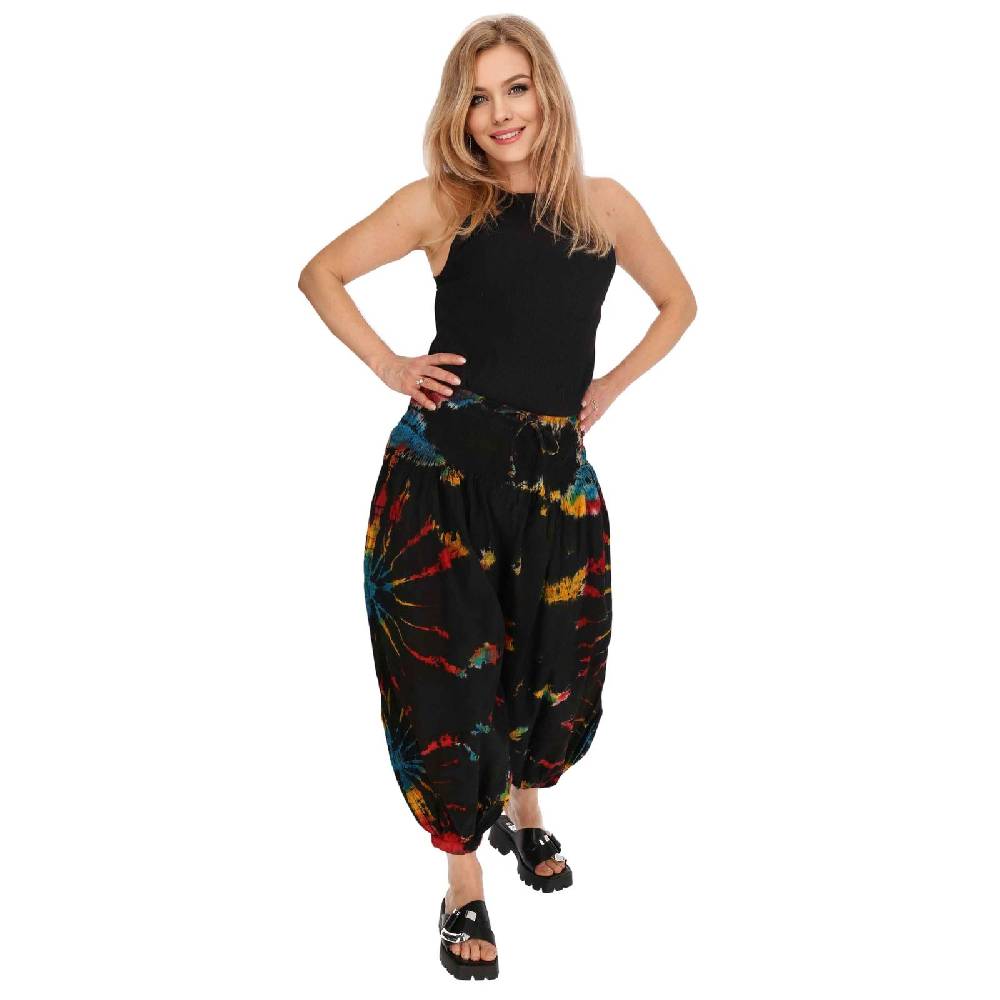 Kunst Und Magie Kunst und Magie Batik Damen Hose Tie Dye Baumwoll Yoga Haremshose Wellnesshose Pluderhose Ballonhose Nur für heute