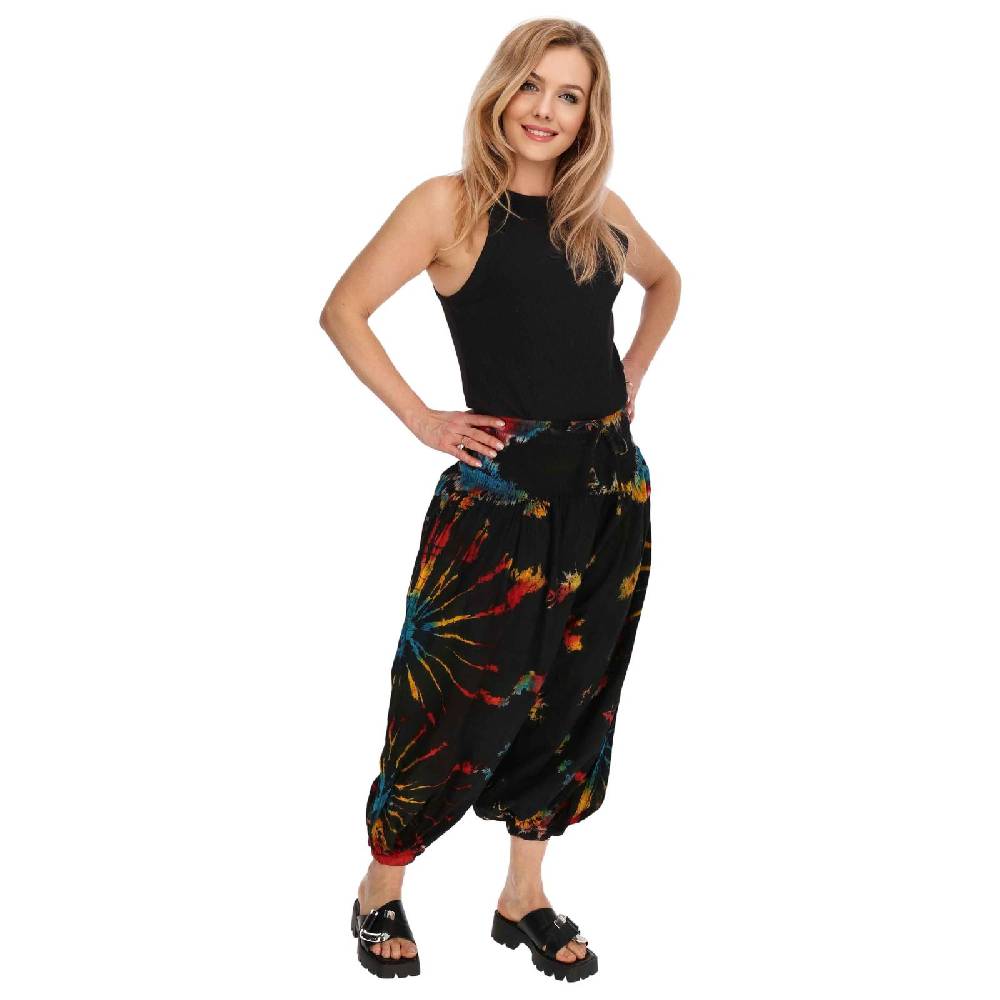 Kunst Und Magie Kunst und Magie Batik Damen Hose Tie Dye Baumwoll Yoga Haremshose Wellnesshose Pluderhose Ballonhose Nur für heute