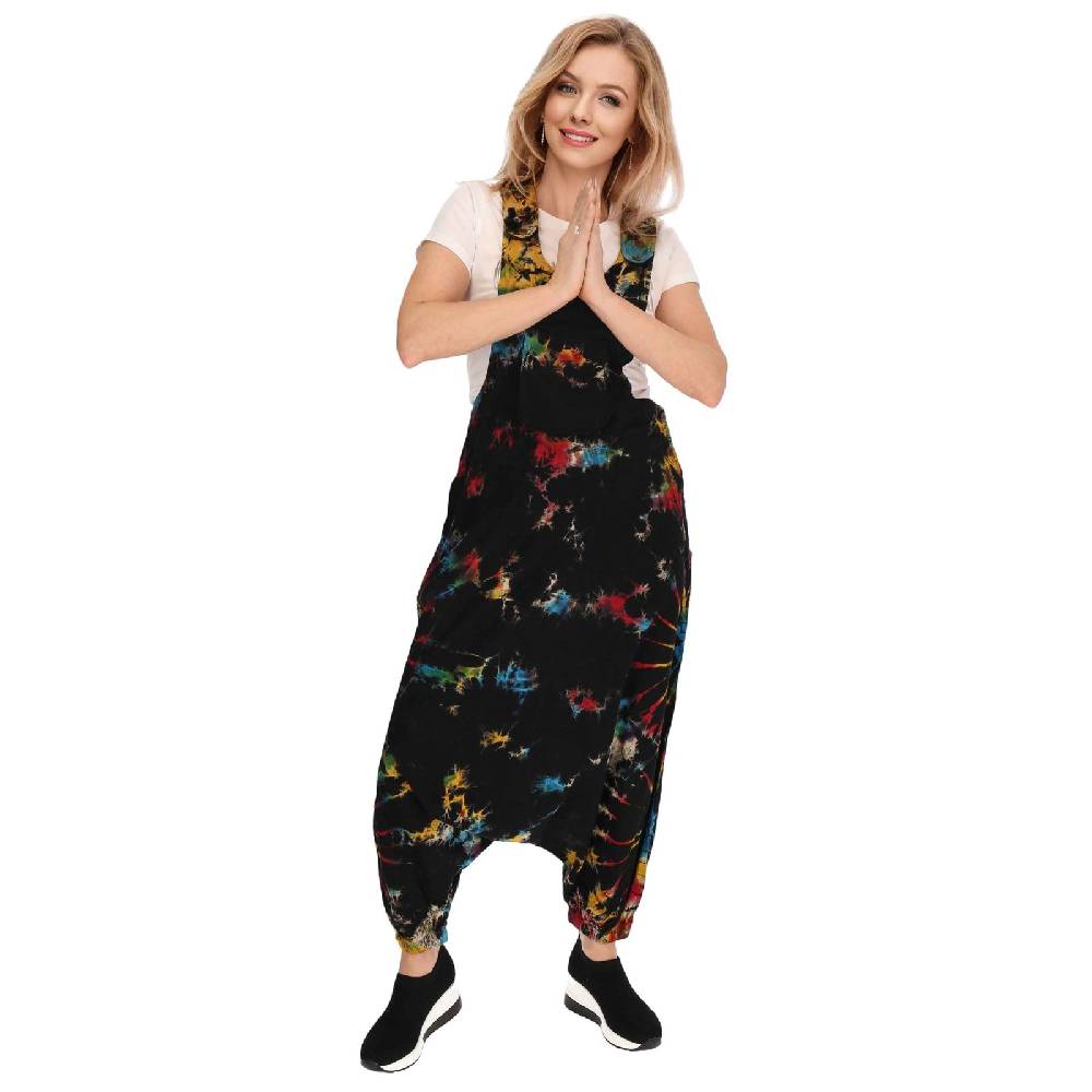Kunst Und Magie Tie Dye Batik Latzhose Damen Haremshose Hose Psy Goa 70er Overall Boho Jumpsuit Bunt Vierteljährliche Förderung