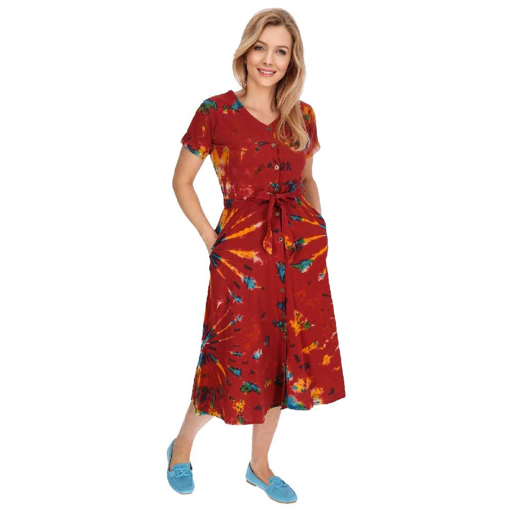 Kunst Und Magie Kleid Batik Sommerkleid Baumwoll Kleid Boho Ibiza Geköpft Hippie Tie Dye Super Rabatt