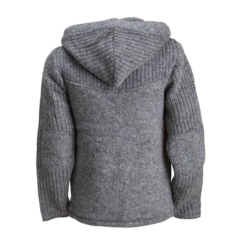 Kunst Und Magie Strickjacke Schurwolle Klassich Nordisch Wolle Jacke mit Kapuze Kragen Futter Unisex Grau 50% Rabatt mit kostenlosem Versand