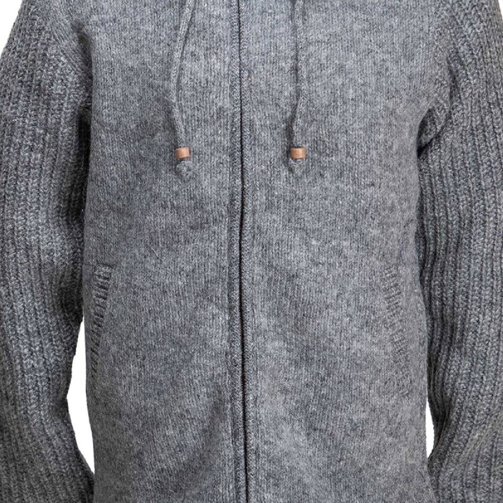 Kunst Und Magie Strickjacke Schurwolle Klassich Nordisch Wolle Jacke mit Kapuze Kragen Futter Unisex Grau 50% Rabatt mit kostenlosem Versand