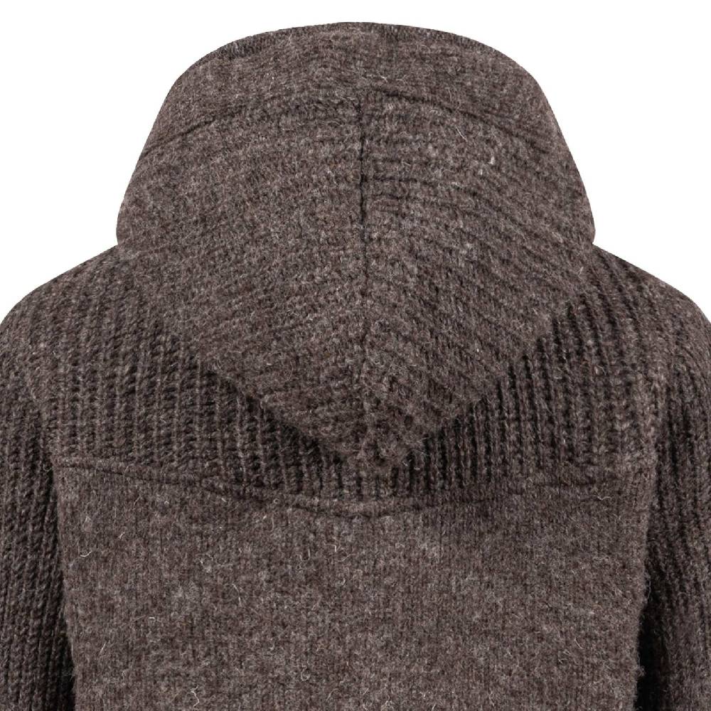 Kunst Und Magie Strickjacke Schurwolle Klassich Nordisch Wolle Jacke mit Kapuze Kragen Futter Unisex Braun Clearance-Verkauf
