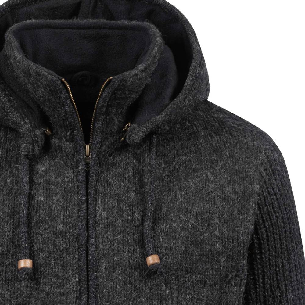 Kunst Und Magie Strickjacke Schurwolle Klassich Nordisch Wolle Jacke mit Kapuze Kragen Futter Unisex Schwarz Kostenloser Versand international