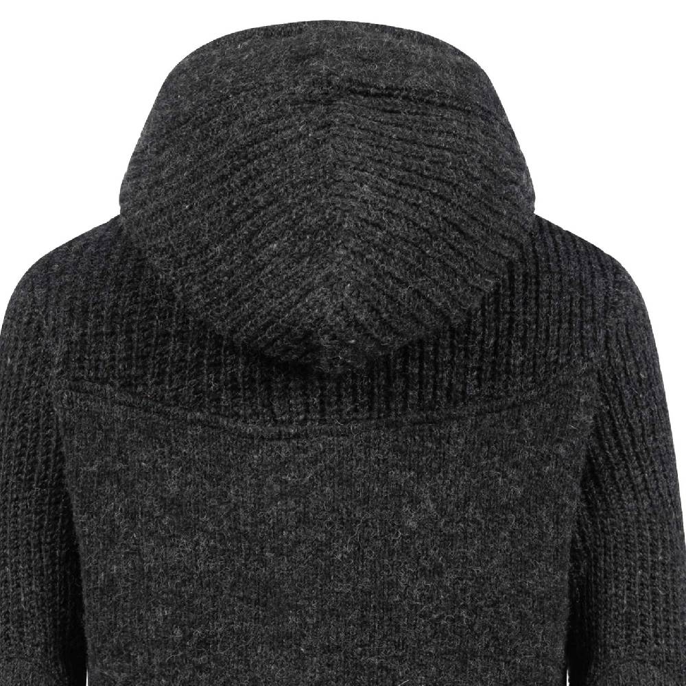 Kunst Und Magie Strickjacke Schurwolle Klassich Nordisch Wolle Jacke mit Kapuze Kragen Futter Unisex Schwarz Kostenloser Versand international