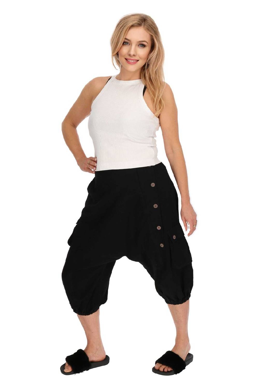 Kunst Und Magie Kurze Aladin Hose Unisex 3/4 Baggy Pants Hippie Goa Baumwoll Haremshose Begrenzt auf 3 Tage