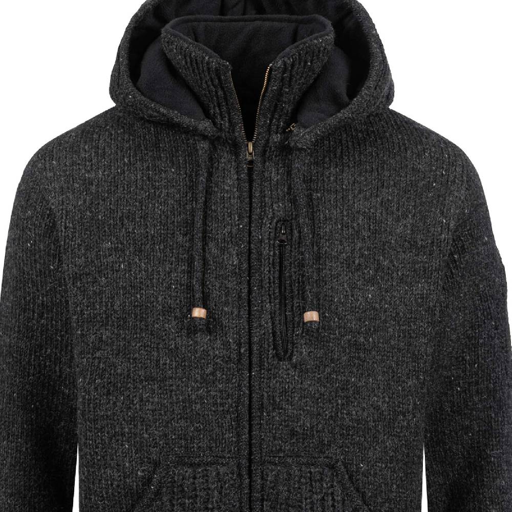 Kunst Und Magie Strickjacke Schurwolle Klassich Nordisch Wolle Jacke mit Kapuze Kragen Futter Unisex Speichern exportieren