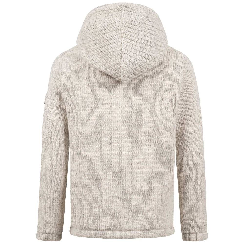 Kunst Und Magie Strickjacke Schurwolle Klassich Nordisch Wolle Jacke mit Kapuze Kragen Futter Unisex Black Friday Preise