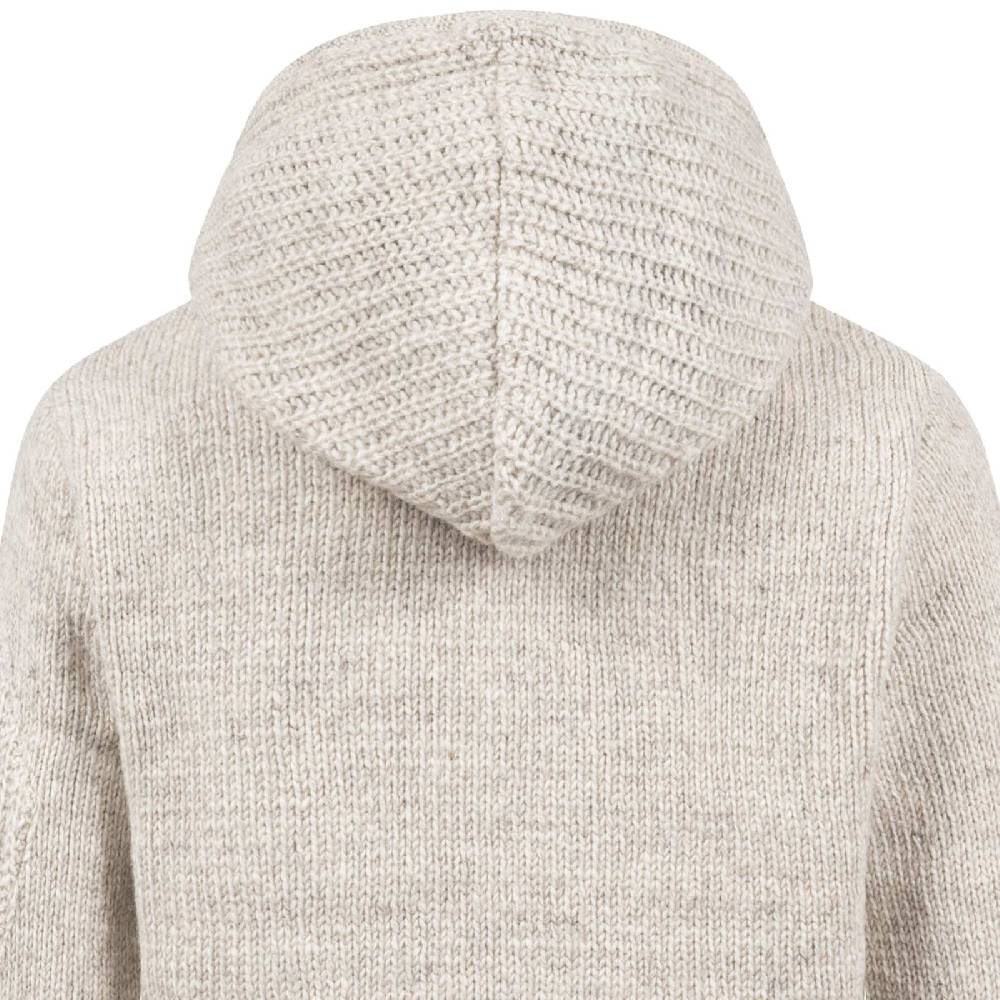 Kunst Und Magie Strickjacke Schurwolle Klassich Nordisch Wolle Jacke mit Kapuze Kragen Futter Unisex Black Friday Preise