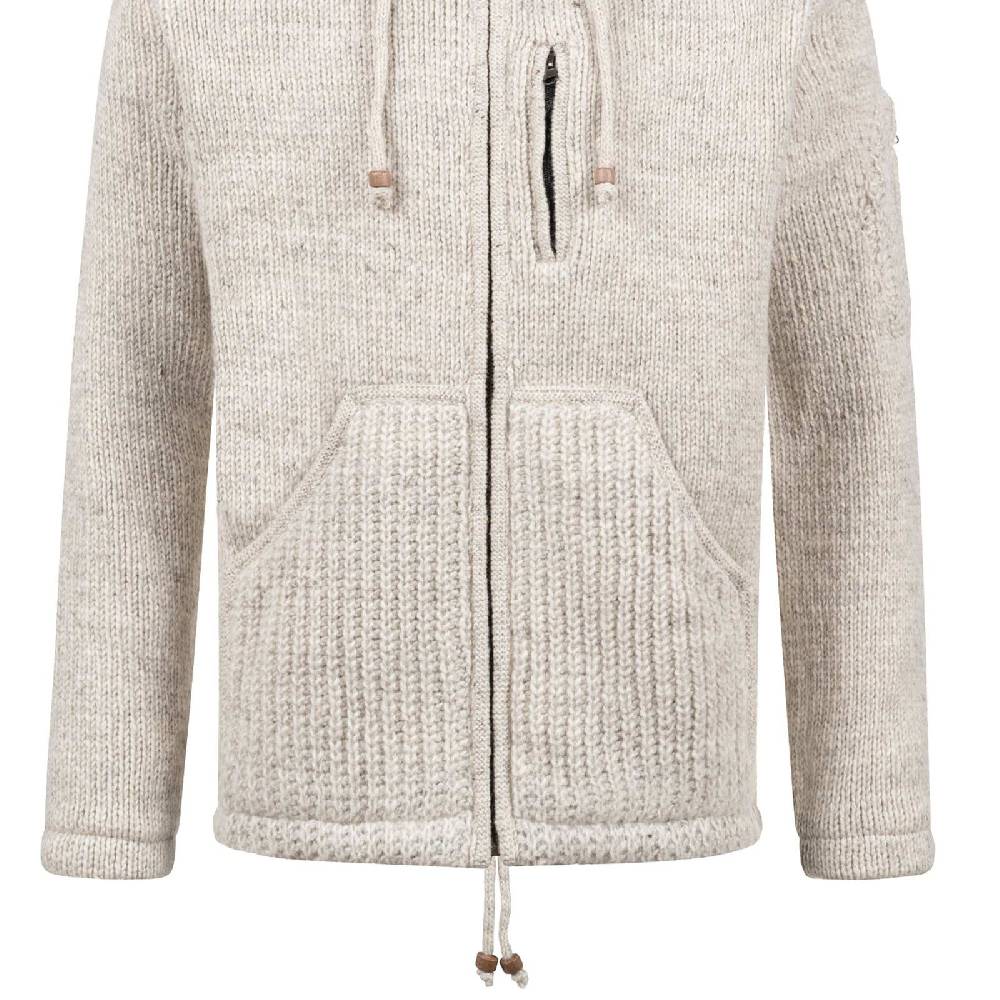 Kunst Und Magie Strickjacke Schurwolle Klassich Nordisch Wolle Jacke mit Kapuze Kragen Futter Unisex Black Friday Preise