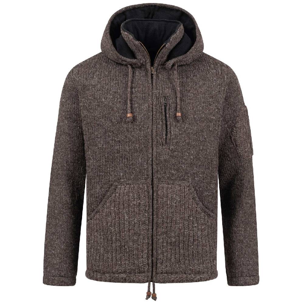 Kunst Und Magie Herren Strickjacke Schurwolle Klassich Nordisch Wolle Jacke mit Kapuze Schurwolle