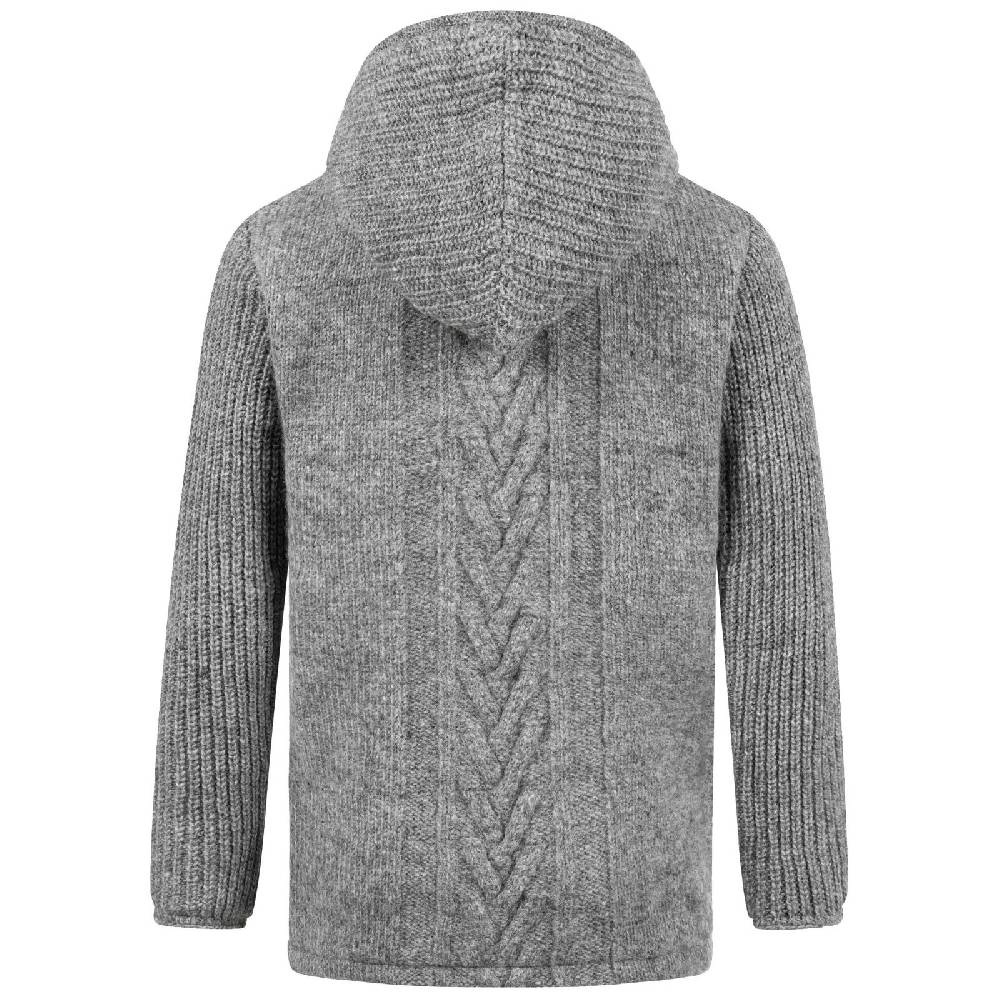 Kunst Und Magie Herren Strickjacke Goa Wolle Jacke Fleecefutter Hochkragen Winterjacke Kurzmantel Kapuze 2025