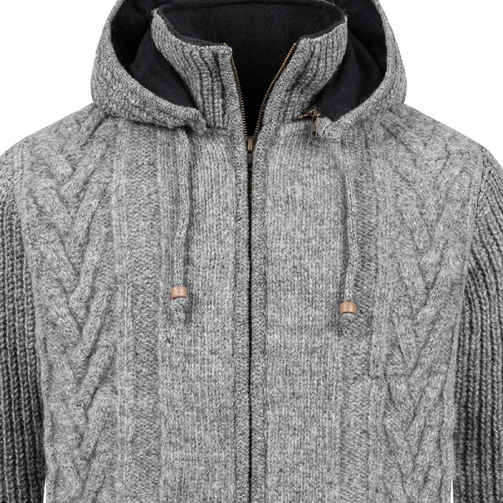 Kunst Und Magie Herren Strickjacke Goa Wolle Jacke Fleecefutter Hochkragen Winterjacke Kurzmantel Kapuze 2025