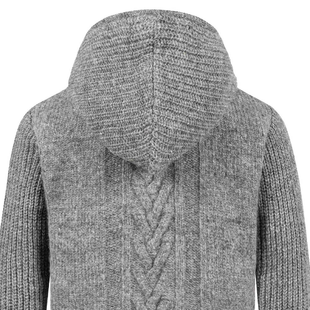 Kunst Und Magie Herren Strickjacke Goa Wolle Jacke Fleecefutter Hochkragen Winterjacke Kurzmantel Kapuze 2025