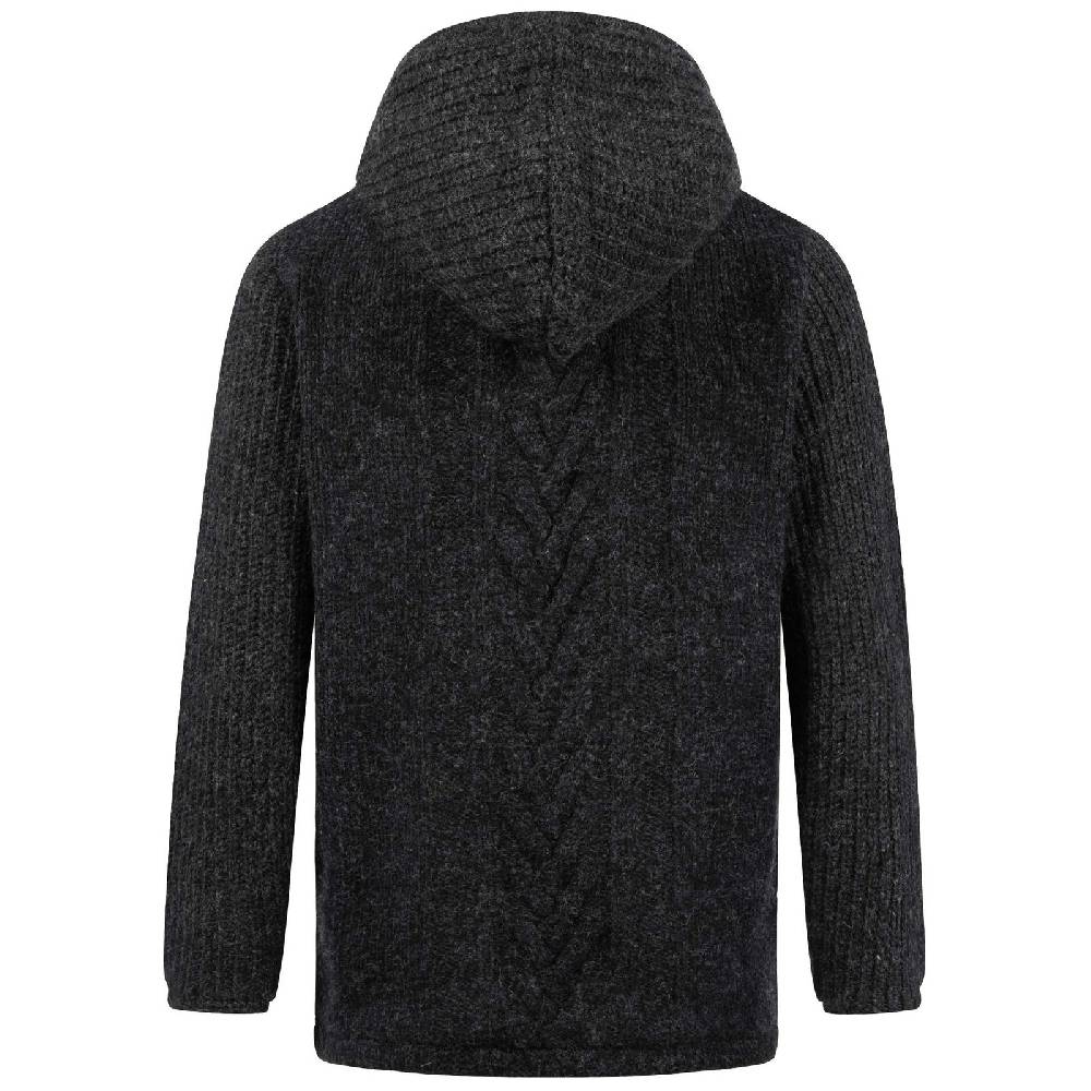 Kunst Und Magie Herren Strickjacke Goa Wolle Jacke Fleecefutter Hochkragen Winterjacke Kurzmantel Kapuze im Angebot