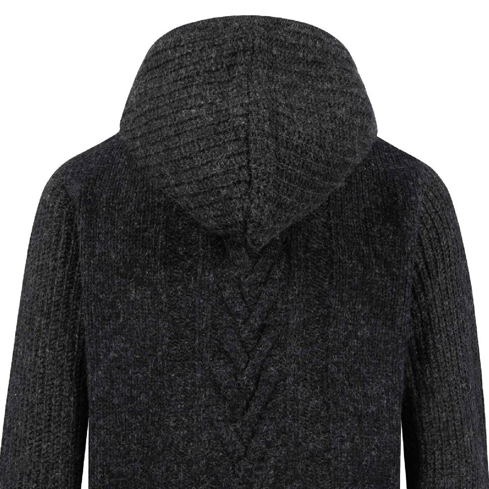 Kunst Und Magie Herren Strickjacke Goa Wolle Jacke Fleecefutter Hochkragen Winterjacke Kurzmantel Kapuze im Angebot