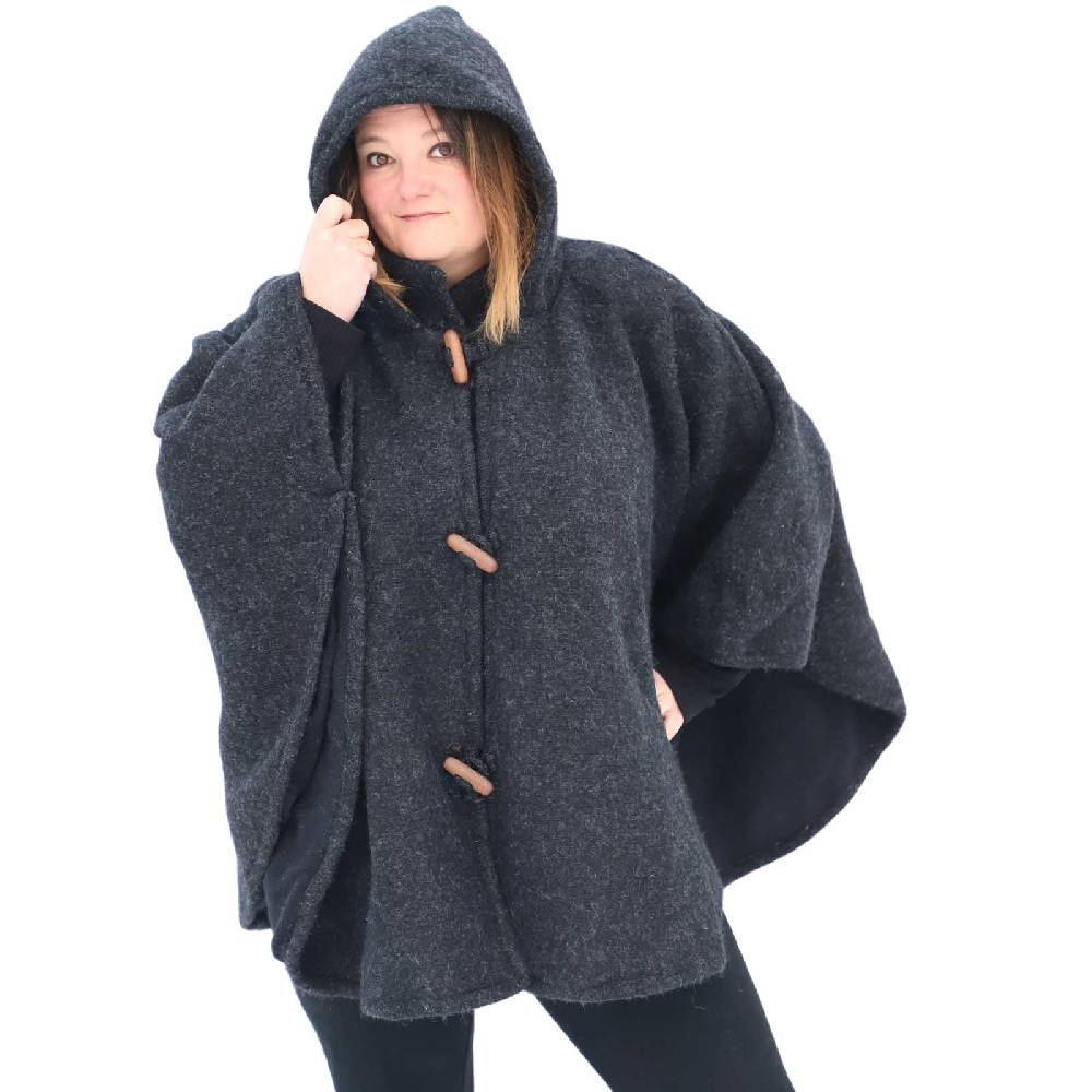 Kunst Und Magie Strick Poncho mit Kapuze Umhang Cape Strickjacke Wolle Jacke mit Kapuze Winter Mantel Fabrikverkauf