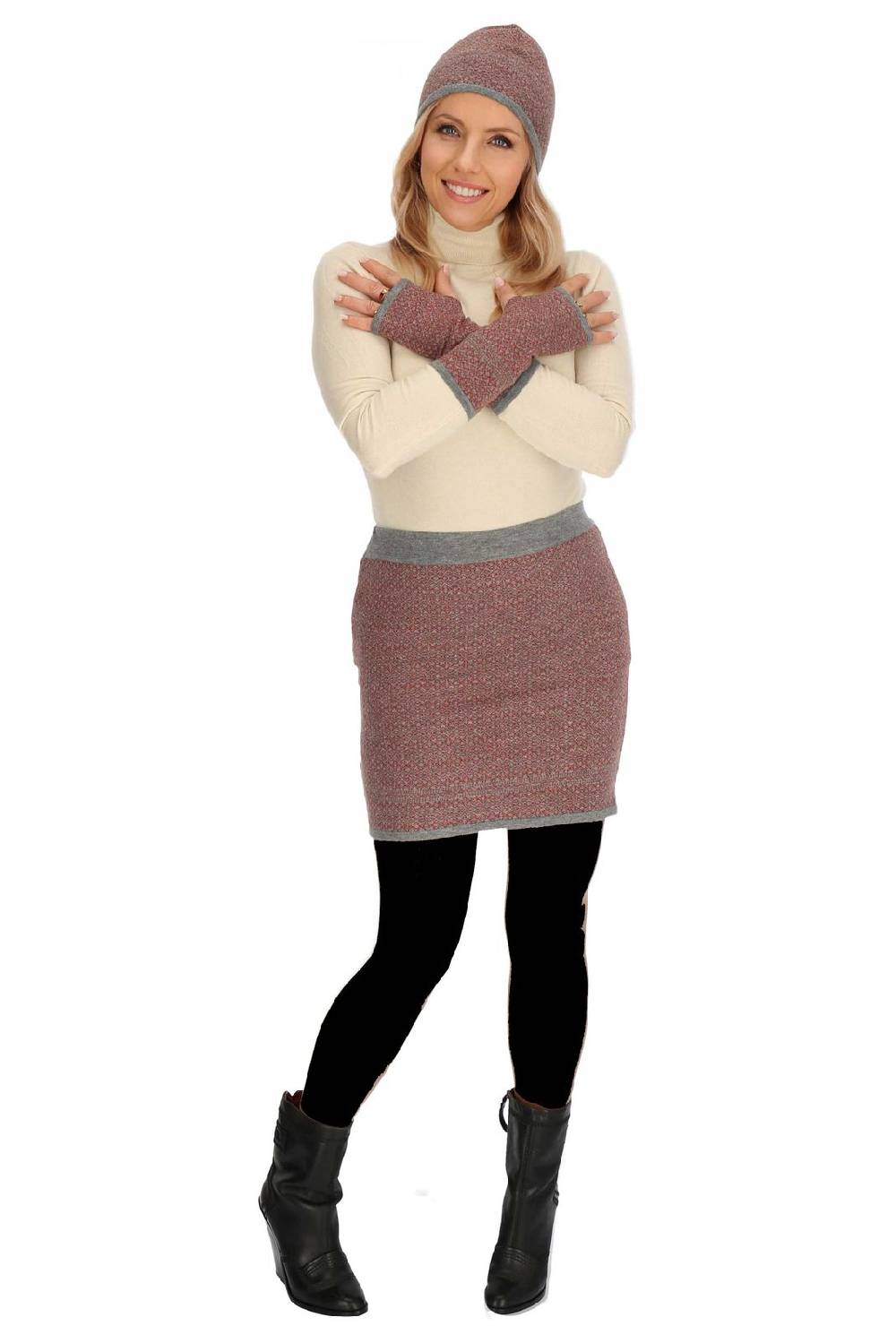 Kunst Und Magie Bunter Strickrock kurzer Rock aus weicher Merinowolle Feinstrick Boho Merino Mini Blitzverkäufe