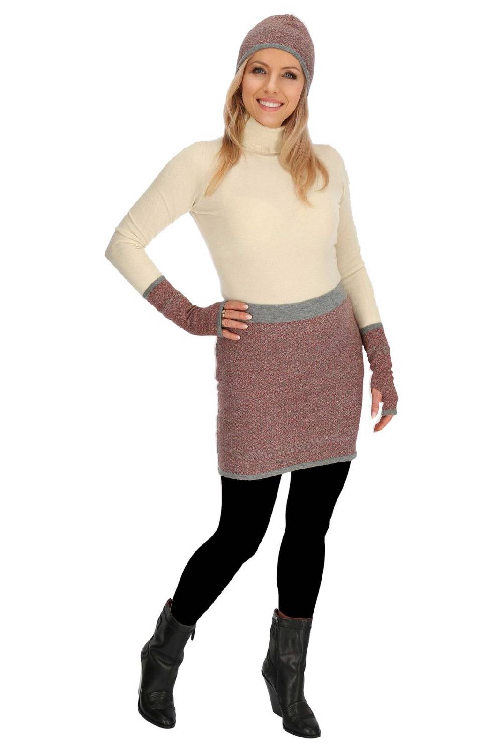 Kunst Und Magie Bunter Strickrock kurzer Rock aus weicher Merinowolle Feinstrick Boho Merino Mini Blitzverkäufe